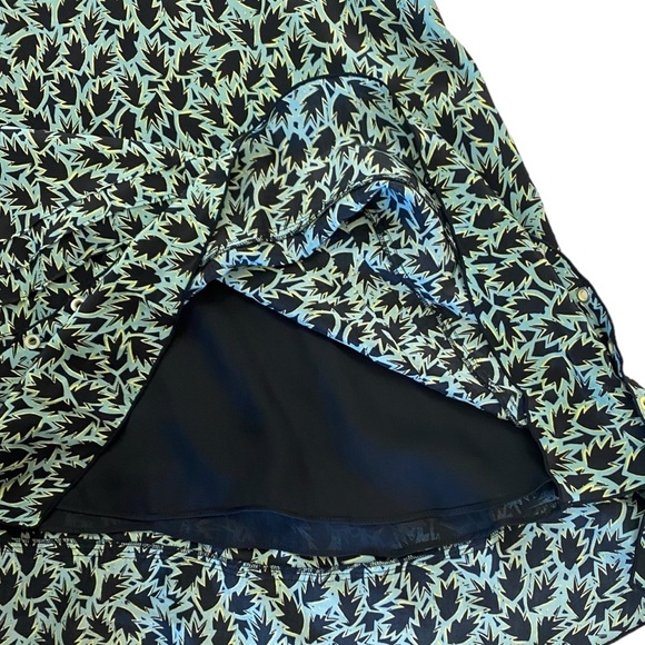 NWT Derek Lam 10 Crosby Dress Leaf Print Grommet Detail Mini in Aqua Black Size8 - Picture 9 of 10